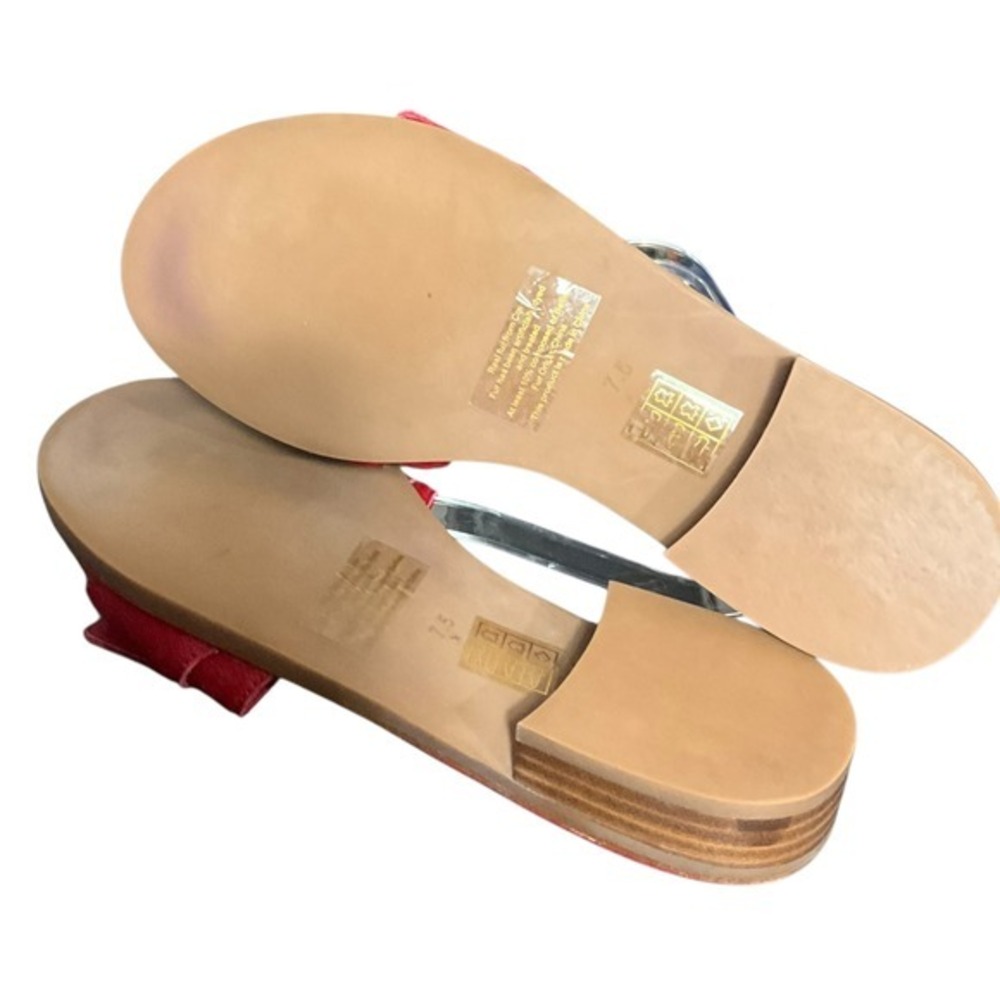 Jeffrey Campbell Sandals Womens 7.5 Red Free People Calf Hair Buckle Slide Shoes - Picture 12 of 16